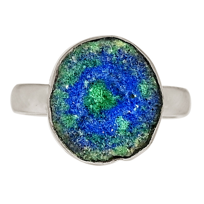 Natural Utah Azurite & Malachite Stalactite 925 Silver Ring s.7.5 ALLR-28973