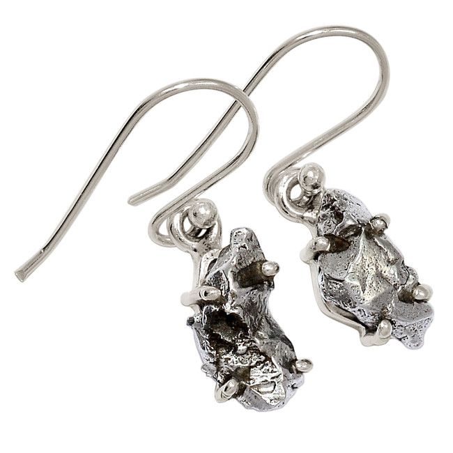 Natural Meteorite Campo Del Cielo - Argentina 925 Silver Earrings ALLE-17591