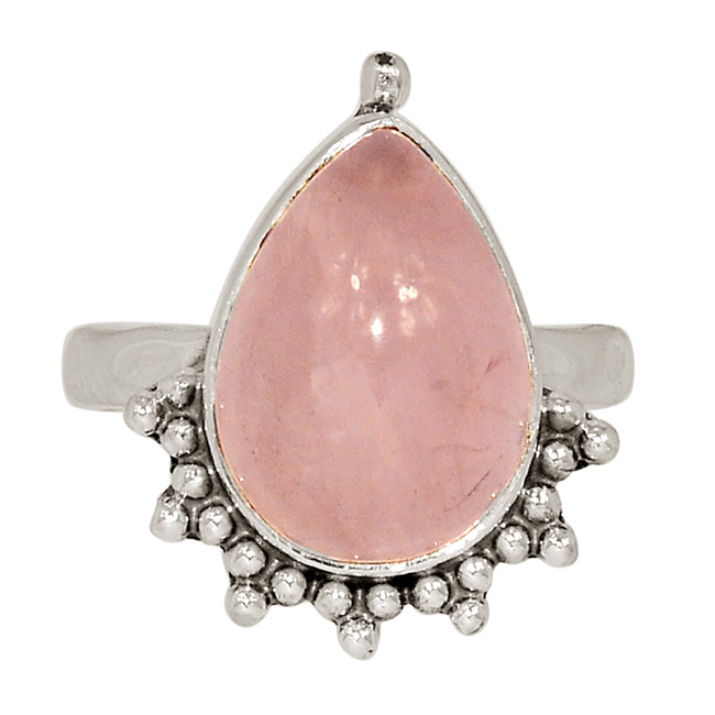 Handwork - Natural Rose Quartz - Madagascar 925 Silver Ring s.6 ALLR-29605