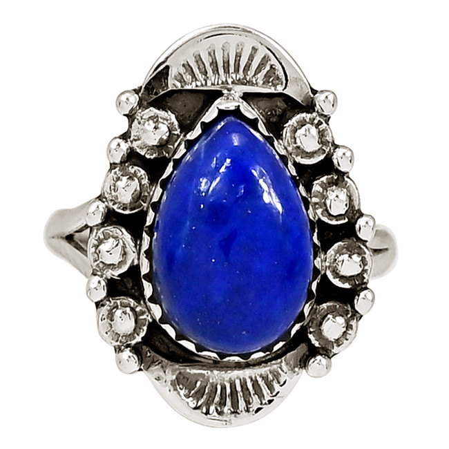 Southwest - Natural Lapis Lazuli - Afghanistan 925 Silver Ring s.7 ALLR-29231