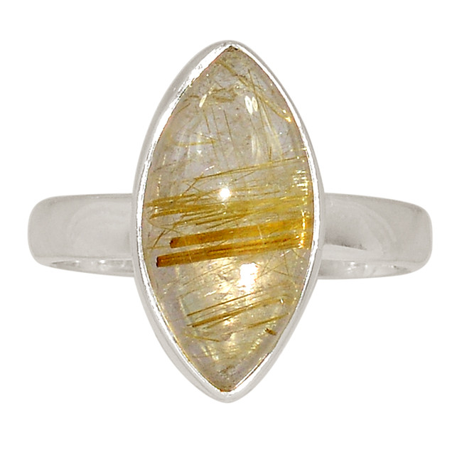 Natural Golden Rutile - Brazil 925 Sterling Silver Ring Jewelry s.9 ALLR-29416