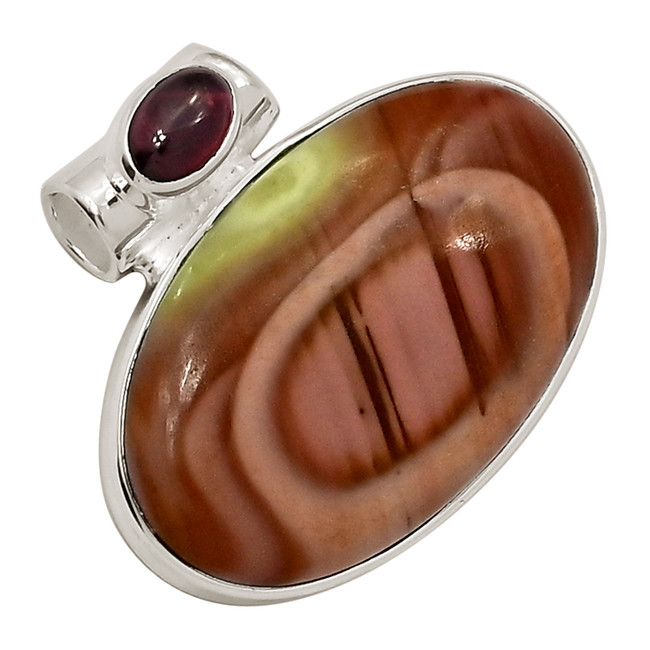 Natural Royal Imperial Jasper - Mexico & Garnet 925 Silver Pendant ALLP-27642