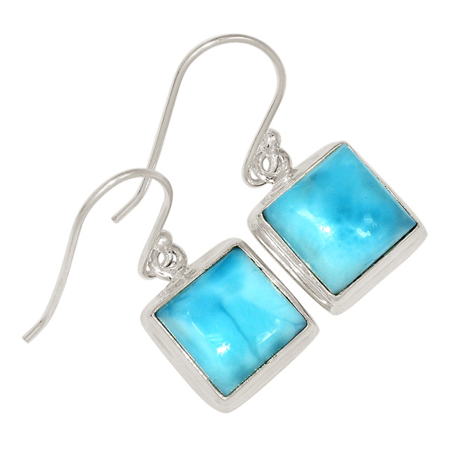 Natural Genuine Larimar - Dominican Republic 925 Silver Earrings ALLE-18073