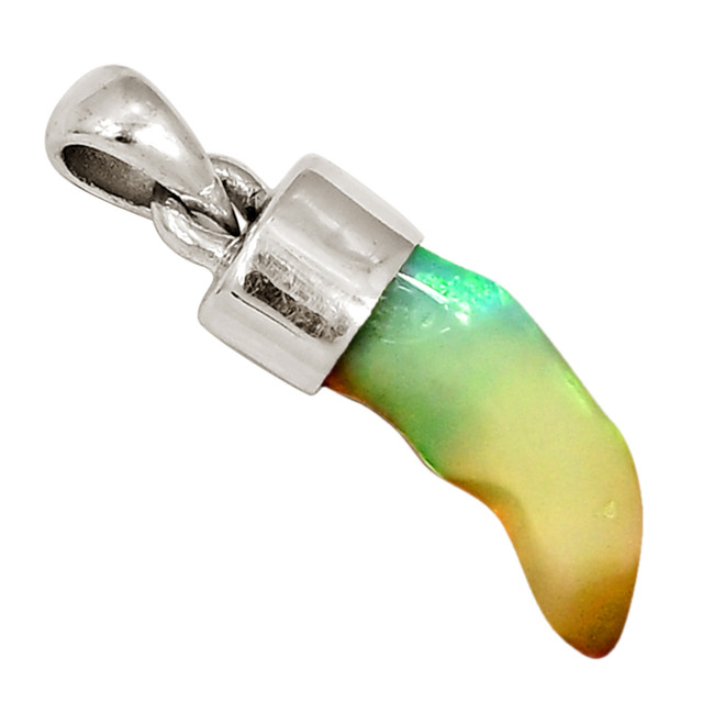 Natural Ethiopian Opal Polish Rough 925 Silver Pendant Jewelry ALLP-27695