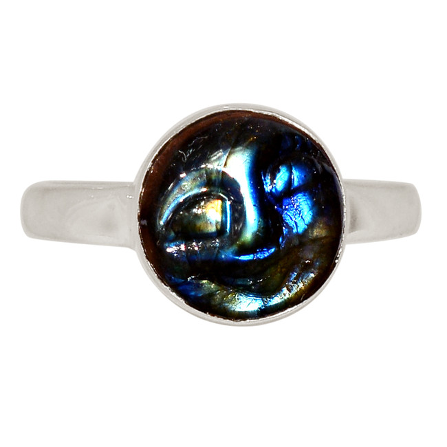 Natural Goddess Face Labradorite - Madagascar 925 Silver Ring s.7 ALLR-28714