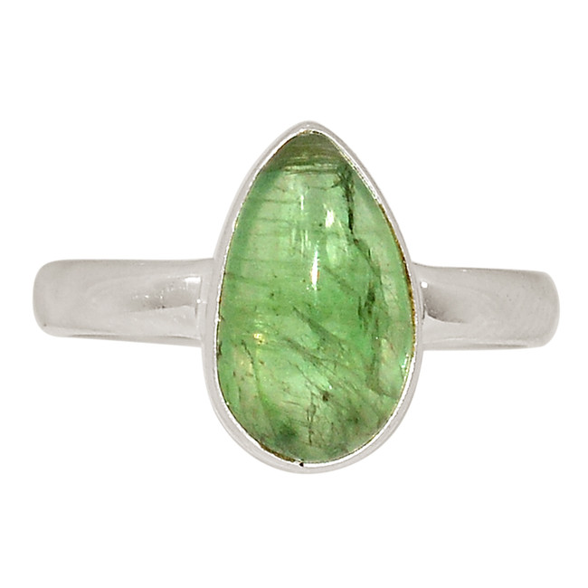 Natural Cabochon Mint Green Kyanite - India 925 Silver Ring s.8 ALLR-28736