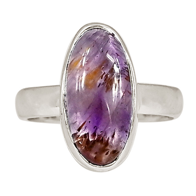 Natural Cacoxenite Super 7 Mineral Melody Stone 925 Silver Ring s.6 ALLR-28928