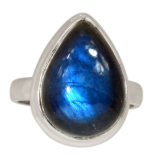 Natural Labradorite - Madagascar 925 Sterling Silver Ring Jewelry s.7 ALLR-29496