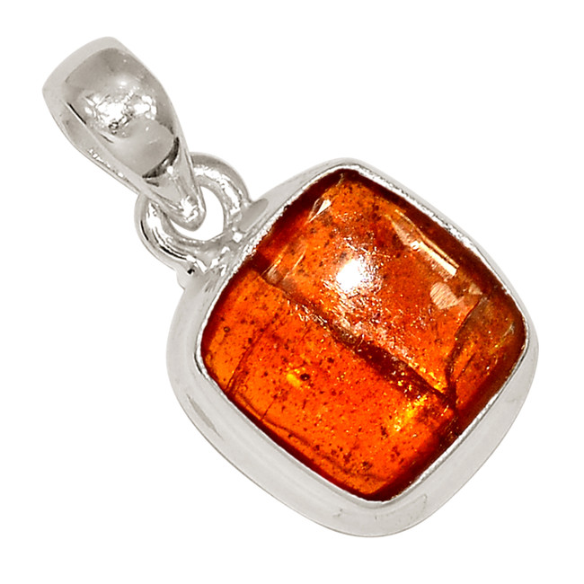 Natural Cabochon Orange Kyanite - India 925 Silver Pendant Jewelry ALLP-27458