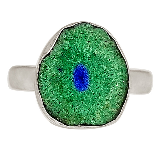Natural Utah Azurite & Malachite Stalactite 925 Silver Ring s.7 ALLR-28972