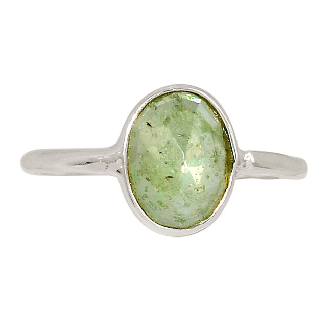 Natural Faceted Mint Green Kyanite - India 925 Silver Ring s.5 ALLR-28325