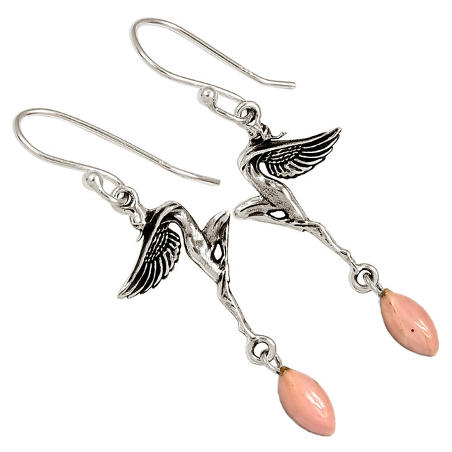Fairy - Natural Australian Pink Opal 925 Silver Earrings Jewelry ALLE-17856