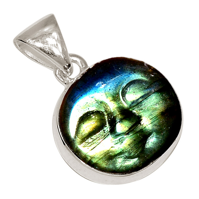 Natural Goddess Face Labradorite - Madagascar 925 Silver Pendant ALLP-27471