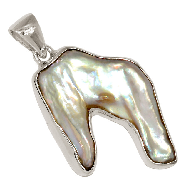 Treated Biwa Pearl 925 Sterling Silver Pendant Jewelry ALLP-27071