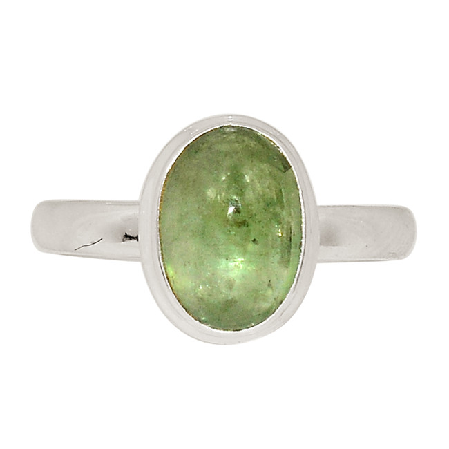 Natural Cabochon Mint Green Kyanite - India 925 Silver Ring s.8 ALLR-28732