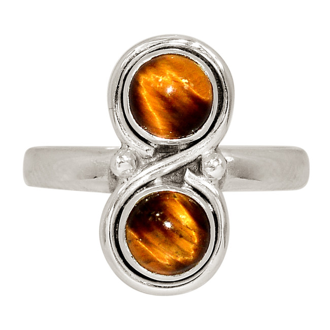 Natural Tiger Eye - South Africa 925 Silver Ring Jewelry s.8.5 ALLR-28810