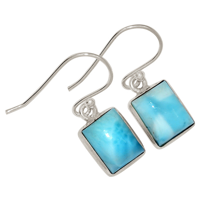 Natural Genuine Larimar - Dominican Republic 925 Silver Earrings ALLE-17640