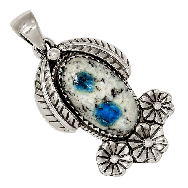 Southwest - Natural K2 Blue - Azurite In Quartz 925 Silver Pendant ALLP-27808