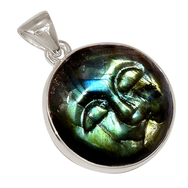 Natural Goddess Face Labradorite - Madagascar 925 Silver Pendant ALLP-27479
