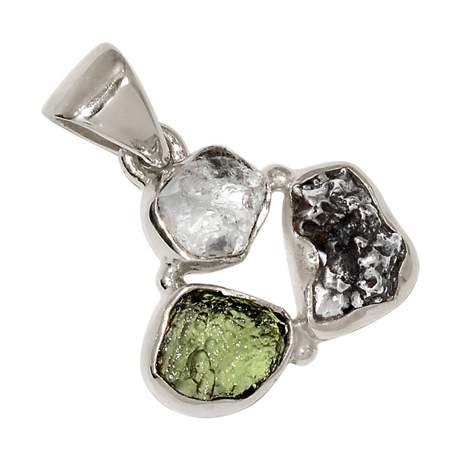 Natural Geniune Czech Moldavite & H.D. 925 Silver Pendant Jewelry ALLP-27971