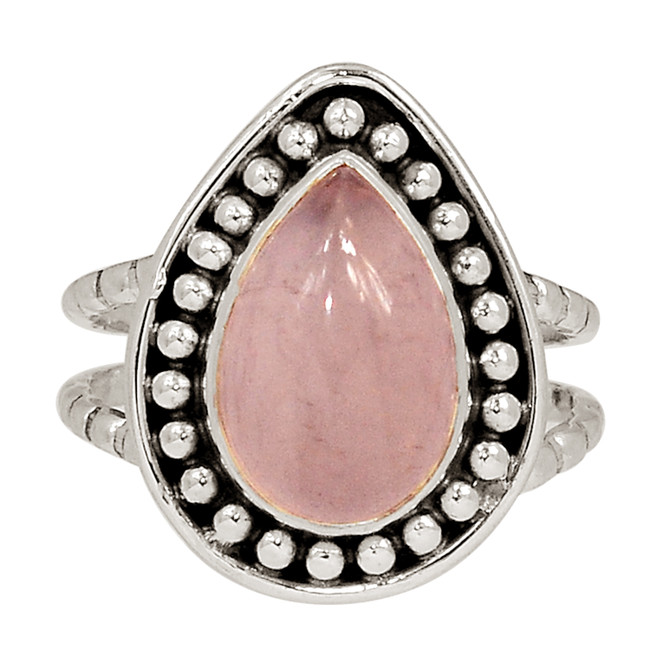 Handwork - Natural Rose Quartz - Madagascar 925 Silver Ring s.6 ALLR-29641
