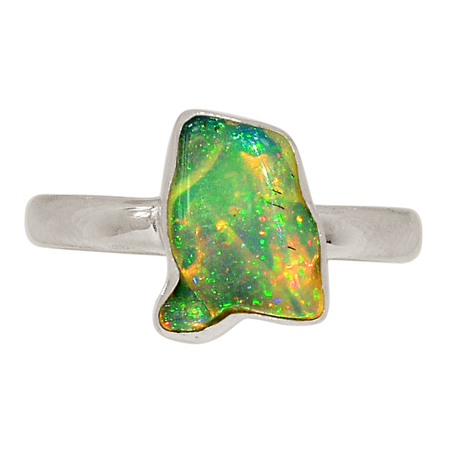 Natural Ethiopian Polish Rough 925 Sterling Silver Ring Jewelry s.8 ALLR-29656