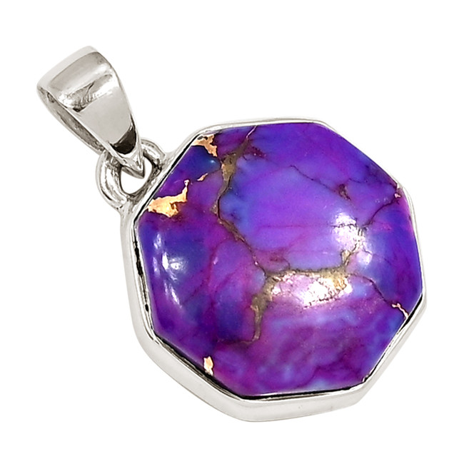 Composite Copper Purple Turquoise 925 Sterling Silver Pendant Jewelry ALLP-27547