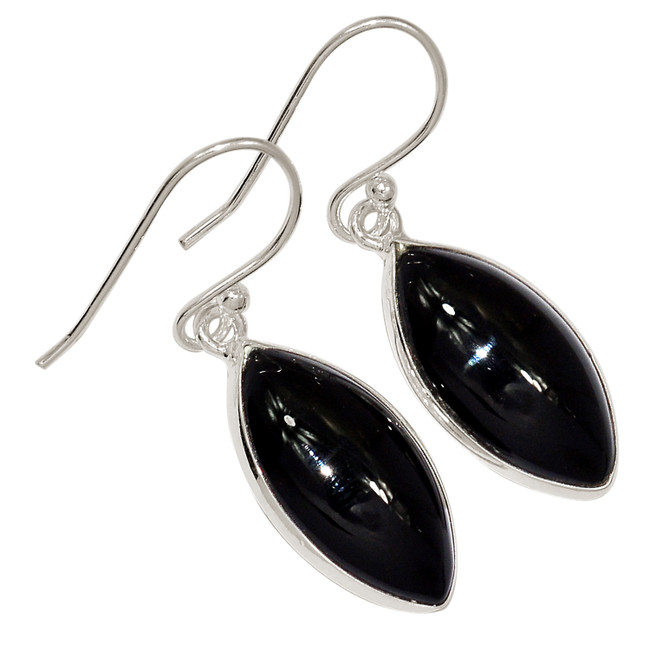 Black Onyx - Brazil 925 Sterling Silver Earrings Jewelry ALLE-17573