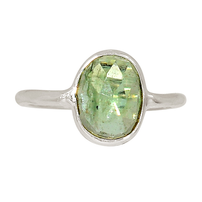 Natural Faceted Green Kyanite 925 Sterling Silver Ring Jewelry s.4.5 ALLR-28447