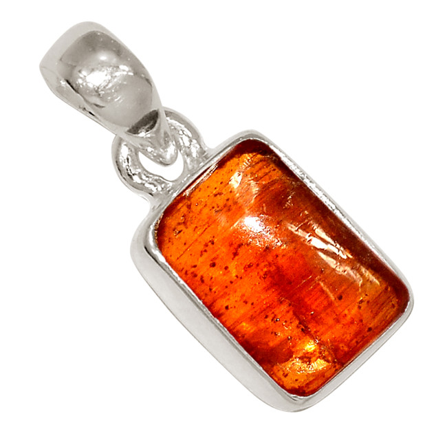 Natural Cabochon Orange Kyanite - India 925 Silver Pendant Jewelry ALLP-27457