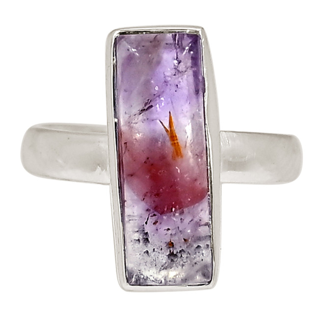 Natural Cacoxenite Super 7 Mineral Melody Stone 925 Silver Ring s.6 ALLR-28932