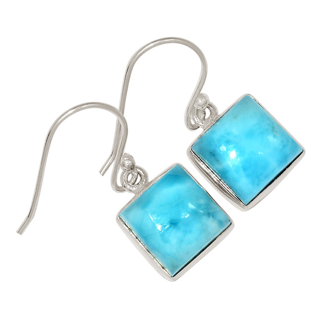 Natural Genuine Larimar - Dominican Republic 925 Silver Earrings ALLE-18072