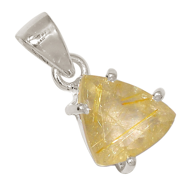 Natural Faceted Golden Rutile - Brazil 925 Silver Pendant Jewelry ALLP-27194