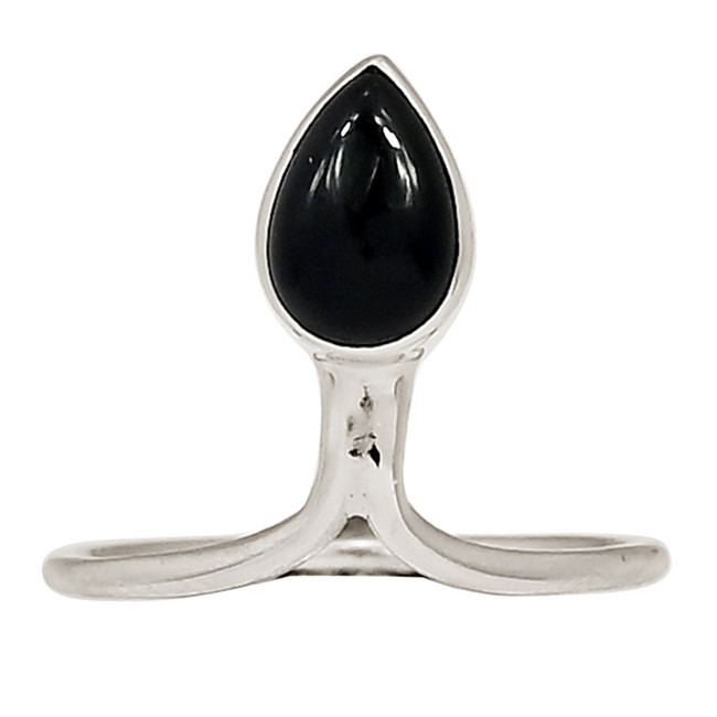 Black Onyx - Brazil 925 Sterling Silver Ring Jewelry s.7.5 ALLR-29247