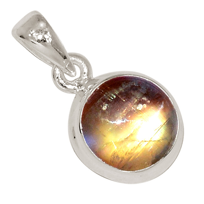 Natural Rainbow Moonstone - India 925 Sterling Silver Pendant Jewelry ALLP-27351