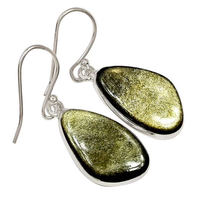 Natural Silver Sheen Obsidian 925 Sterling Silver Earrings Jewelry ALLE-17942