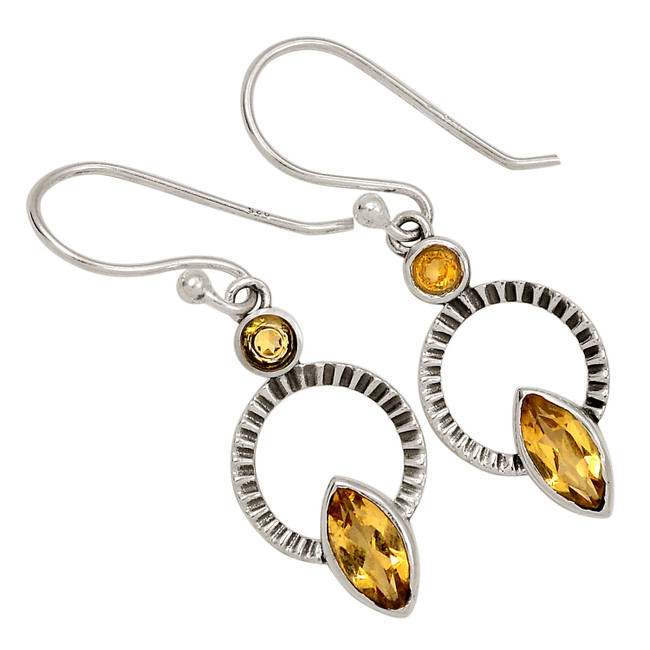 Natural Citrine 925 Sterling Silver Earrings Jewelry ALLE-17754