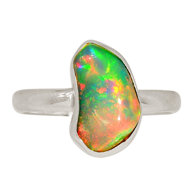 Natural Ethiopian Polish Rough 925 Sterling Silver Ring Jewelry s.7 ALLR-29652