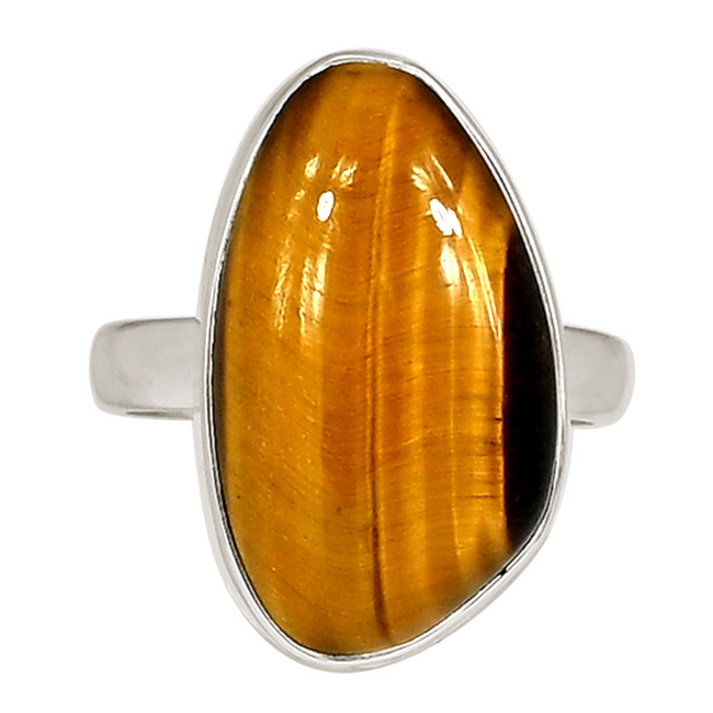 Natural Tiger Eye - South Africa 925 Sterling Silver Ring Jewelry s.7 ALLR-29114