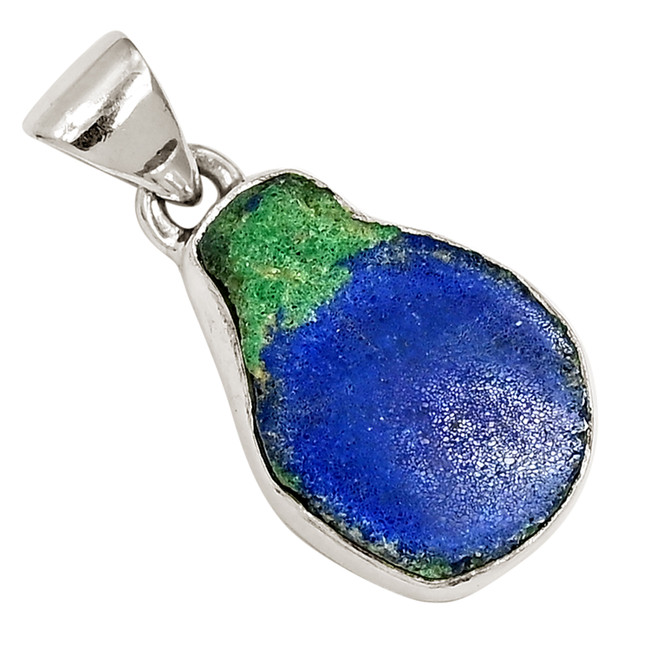 Natural Utah Azurite & Malachite Stalactite 925 Silver Pendant ALLP-27533