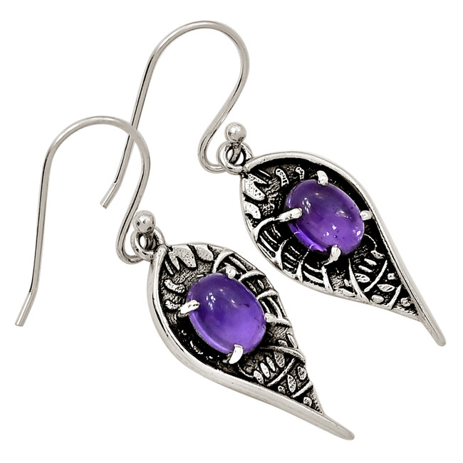 Natural Amethyst - African 925 Sterling Silver Earrings Jewelry ALLE-17984