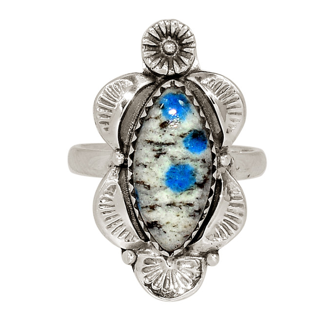 Natural K2 Blue Azurite In Quartz 925 Sterling Silver Ring Jewelry s.8 ALLR-28459
