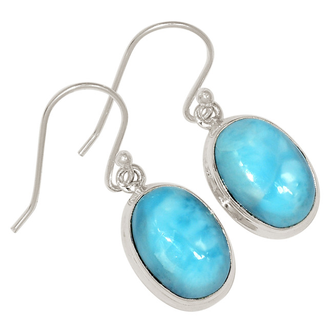 Natural Genuine Larimar - Dominican Republic 925 Silver Earrings ALLE-18076