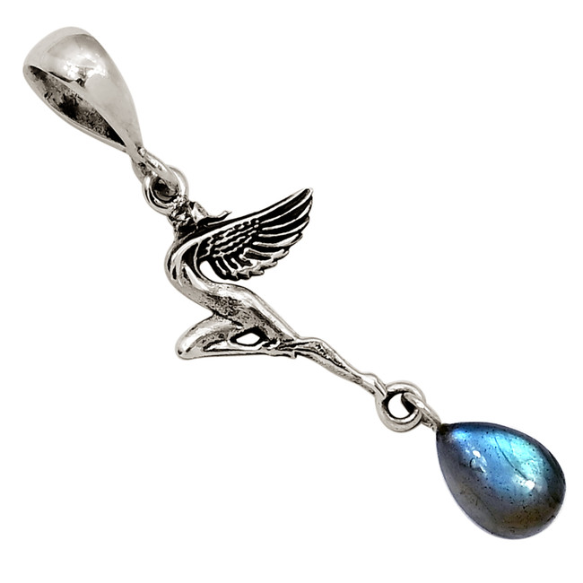 Fairy - Natural Labradorite - Madagascar 925 Silver Pendant Jewelry ALLP-27622
