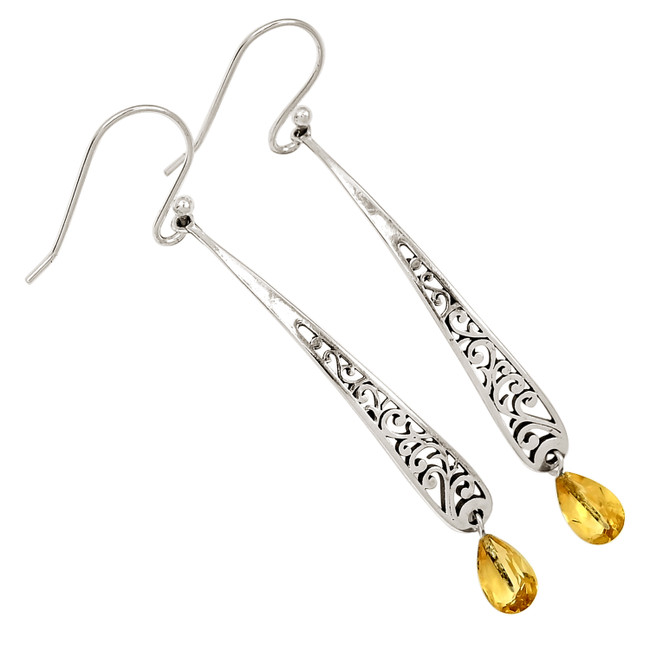 Natural Citrine - Brazil 925 Sterling Silver Earrings Jewelry ALLE-17888