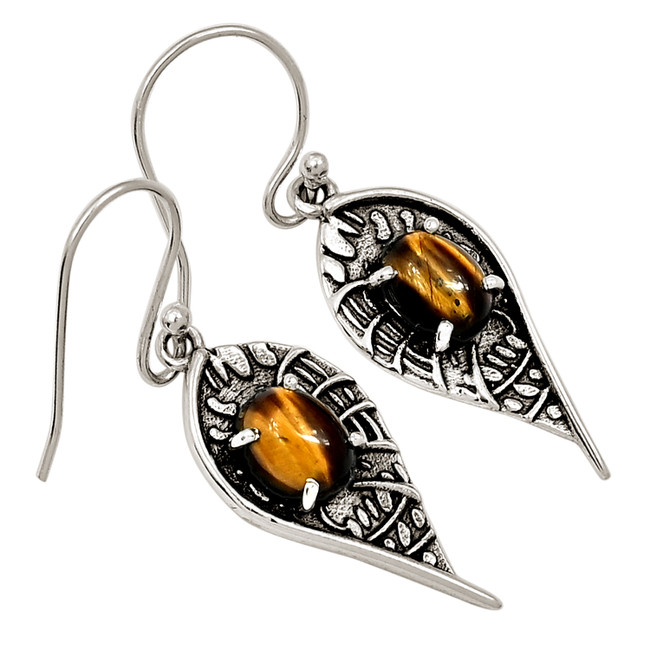 Natural Tiger Eye - South Africa 925 Sterling Silver Earrings Jewelry ALLE-17987