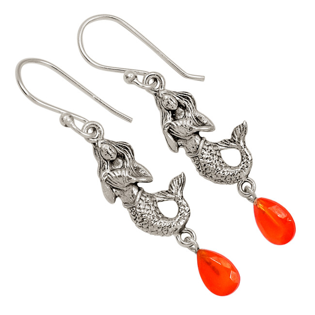 Mermaid - Carnelian 925 Sterling Silver Earrings Jewelry ALLE-17669