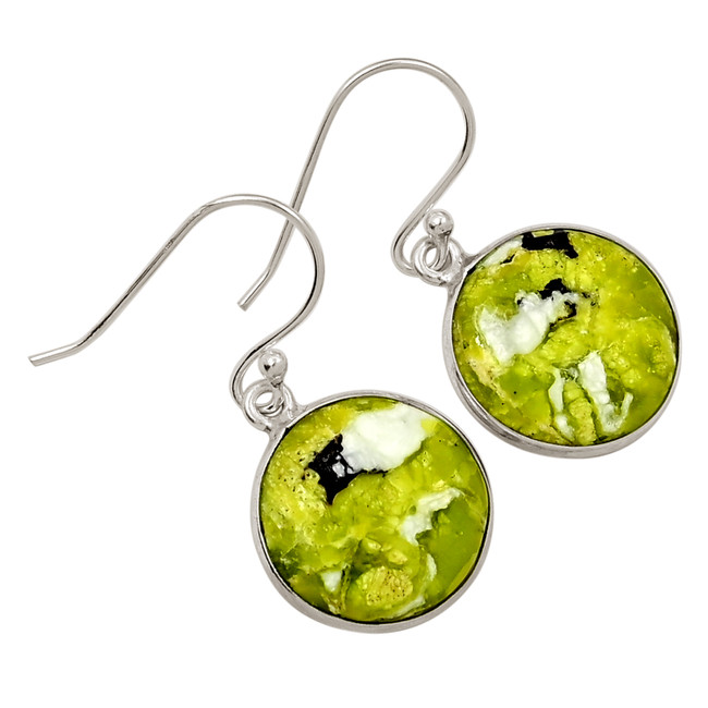 Natural Lizardite Serpentine 925 Sterling Silver Earrings Jewelry ALLE-18028