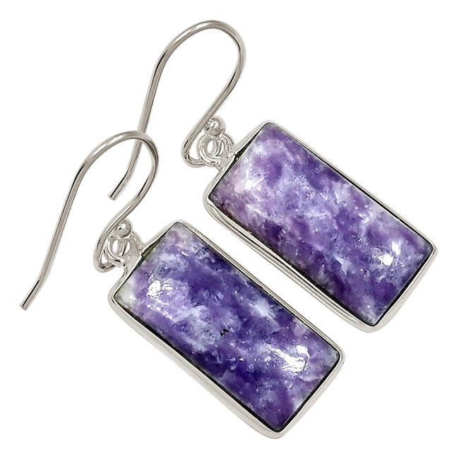 Natural Purple Lepidolite 925 Sterling Silver Earrings Jewelry ALLE-17951