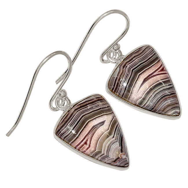 Natural Mexican Laguna Lace 925 Sterling Silver Earrings Jewelry ALLE-17622